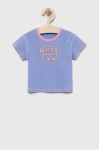 Дитяча бавовняна футболка United Colors of Benetton колір фіолетовий з принтом
