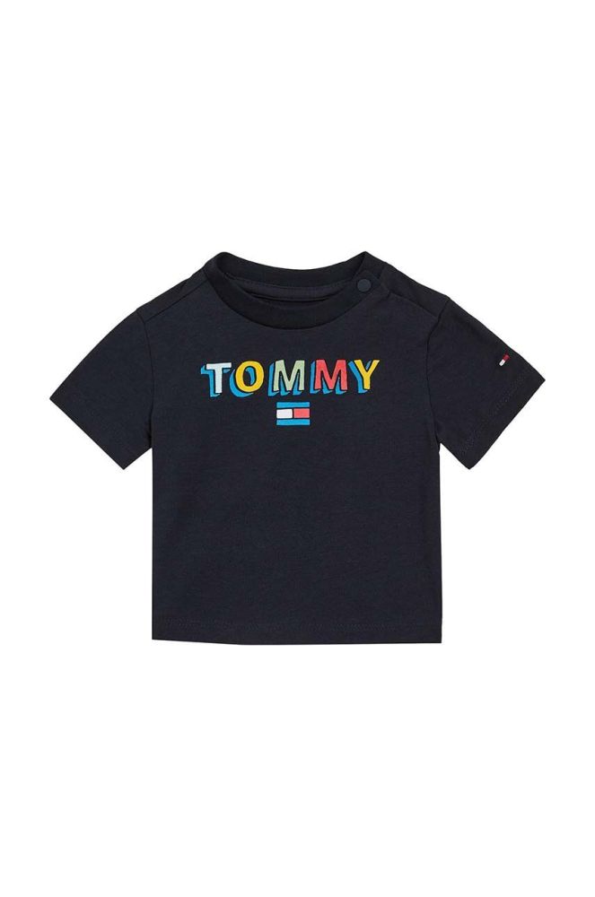Футболка для немовлят Tommy Hilfiger колір синій з принтом