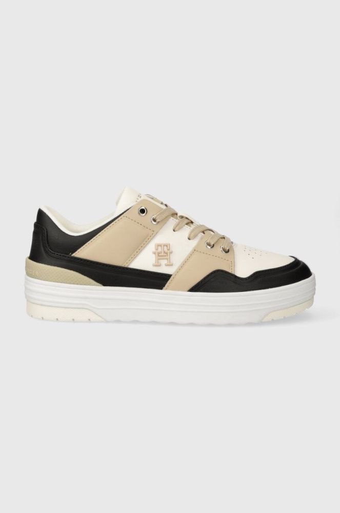 Шкіряні кросівки Tommy Hilfiger TH BASKET SNEAKER LO колір бежевий FW0FW07756