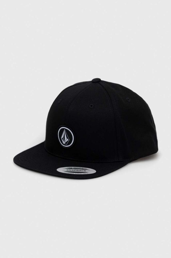 Бавовняна бейсболка Volcom колір чорний однотонна